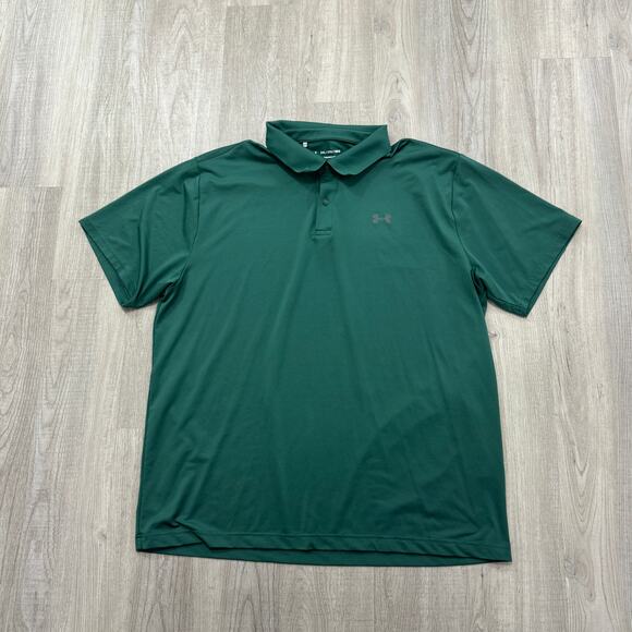 Under Armour The Performance Polo Shirt Men's 2XL XXL Green Solid Golf Golfing - Picture 1 of 8